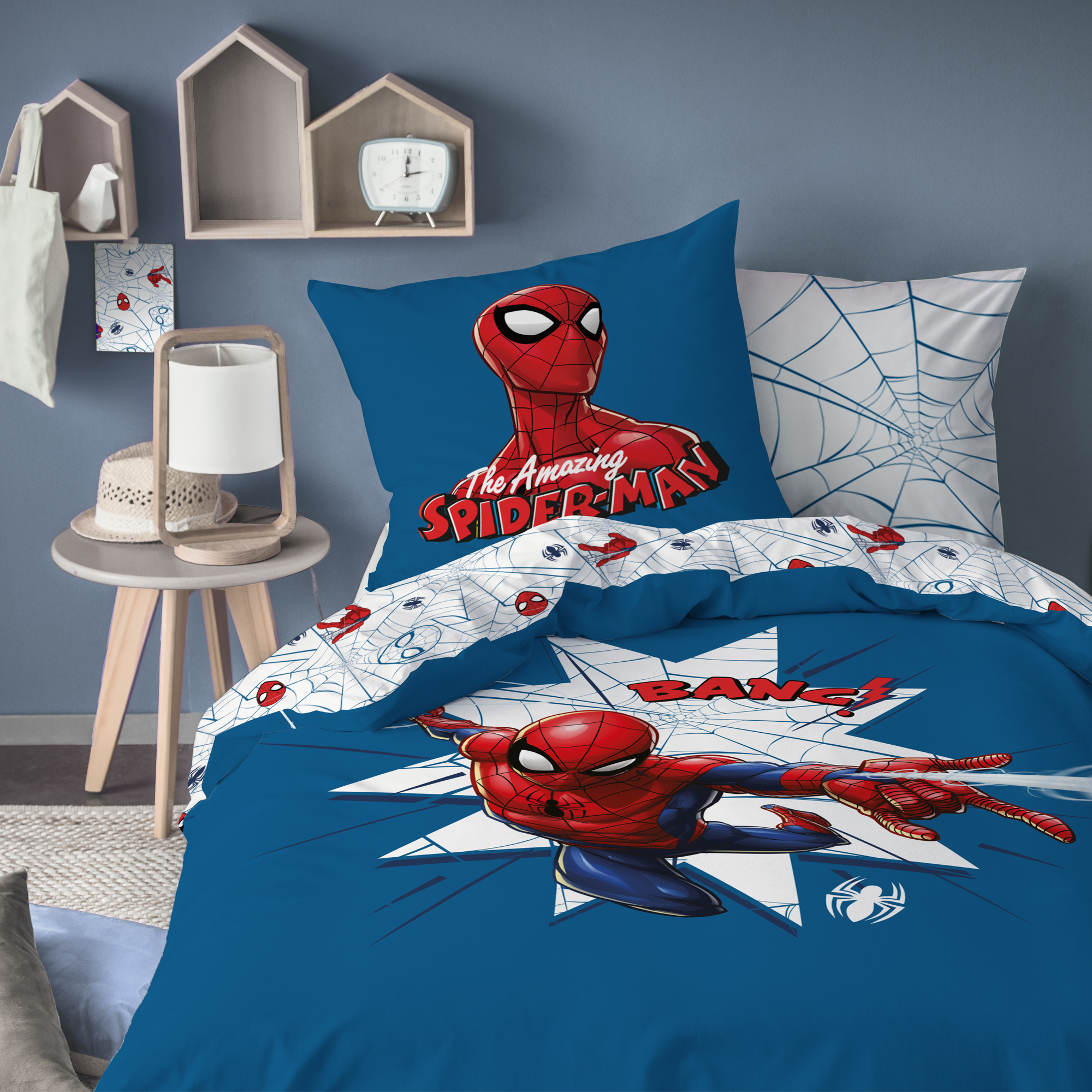 Parure de lit imprimée 100% coton, JUMPING, SPIDER-MAN