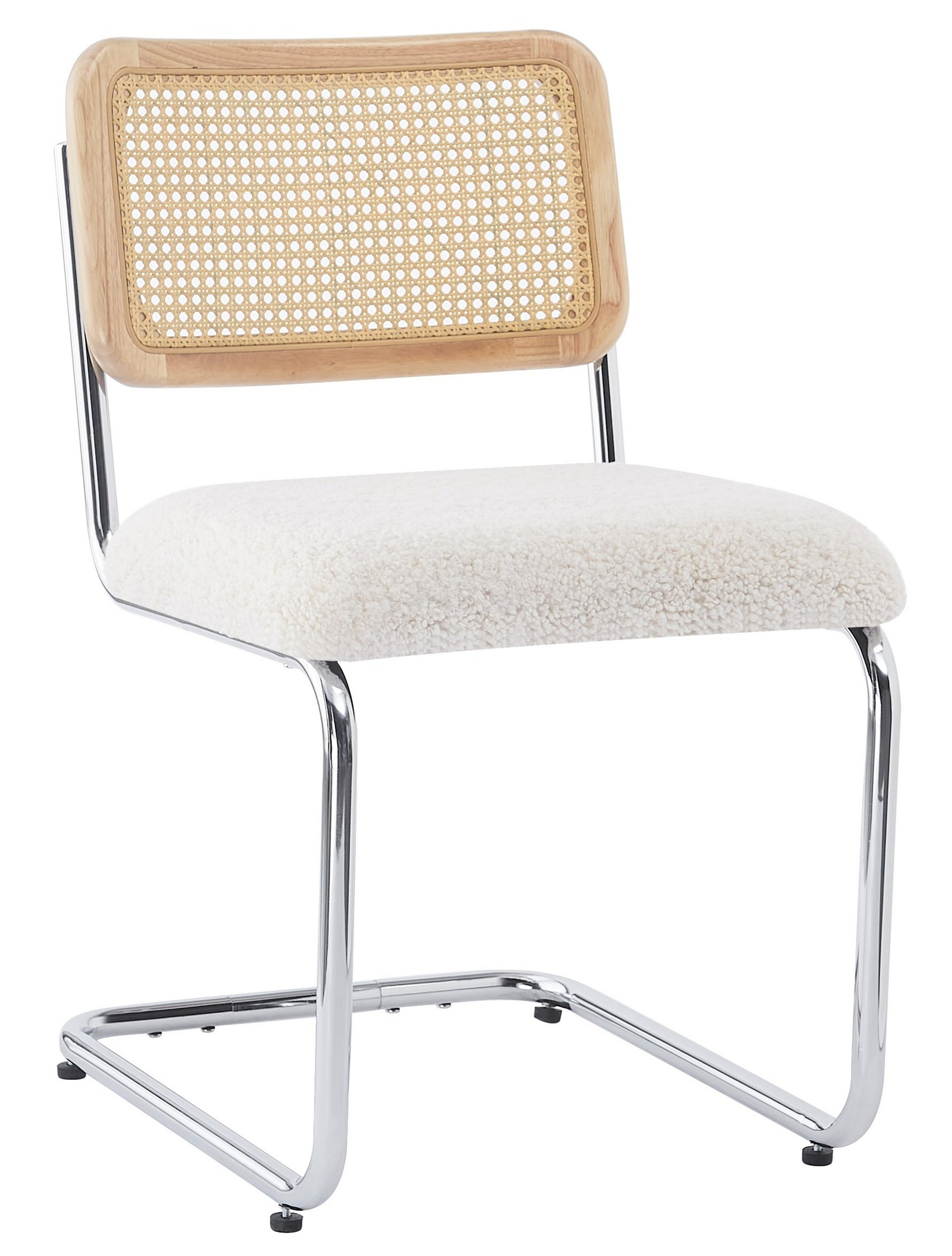 Lot de 2 chaises bouclette et cannage, SOFIA, NORDLYS