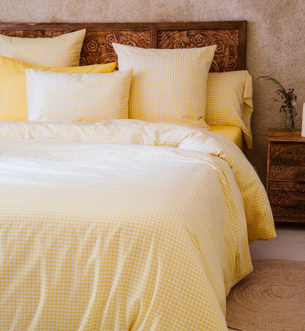 Housse de couette adulte en percale de coton bio, VICHY, KADOLIS