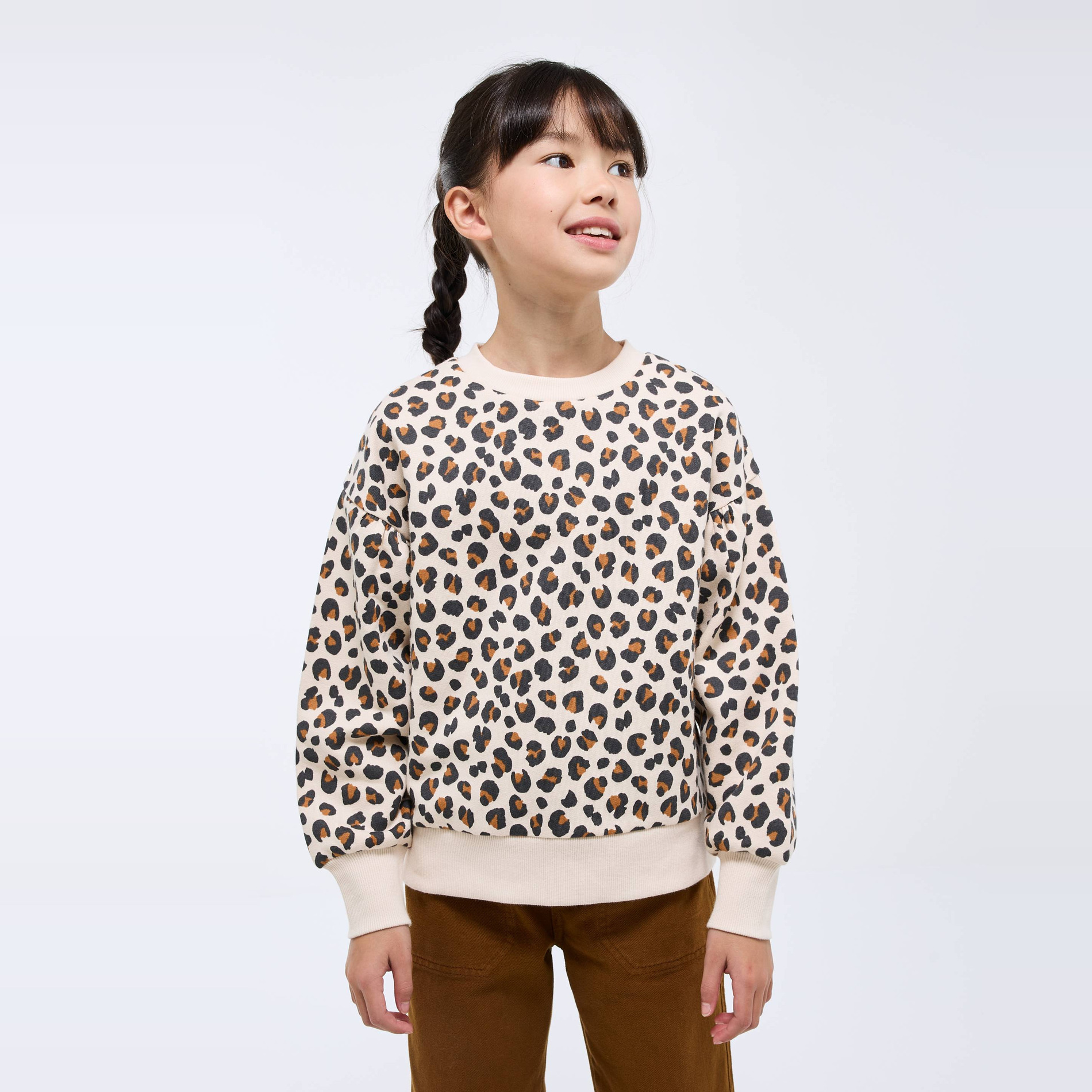 Sweat imprimé léopard contenant du coton BIO, MONOPRIX