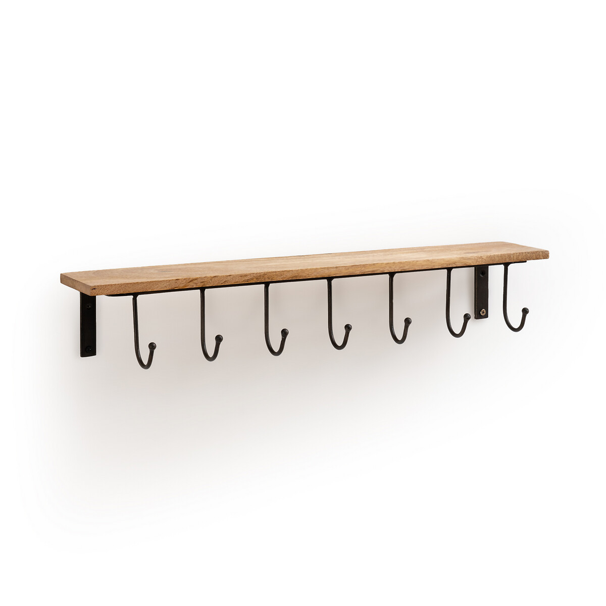 Moria mango wood shelf with 7 hooks , wood/metal, La Redoute Interieurs ...