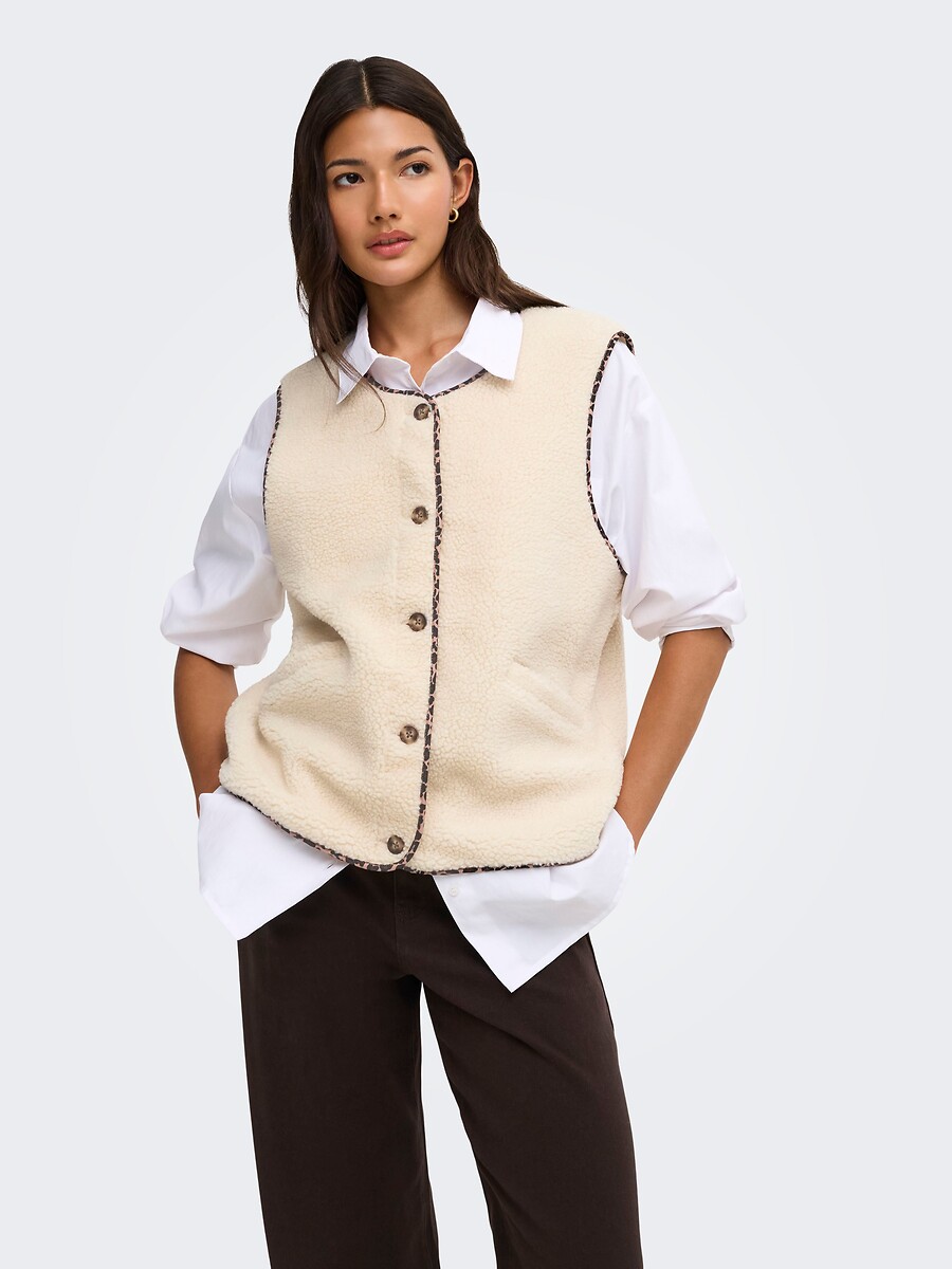 Veste sans manches en sherpa, ONLY