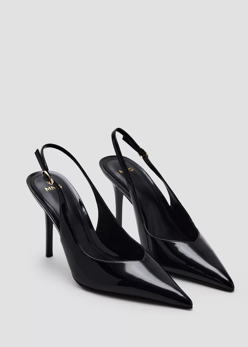 Chaussures à talon en cuir vernis, MANGO