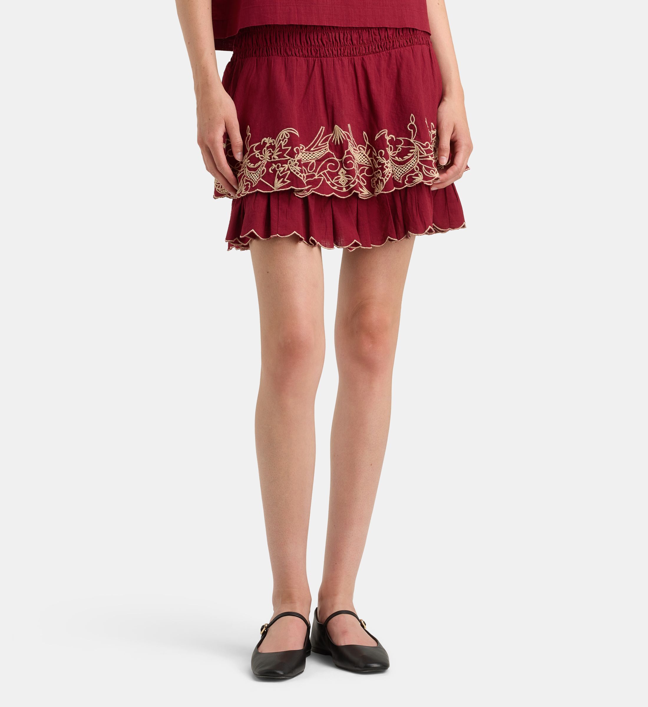 Jupe courte desire brod coton, GALERIES LAFAYETTE