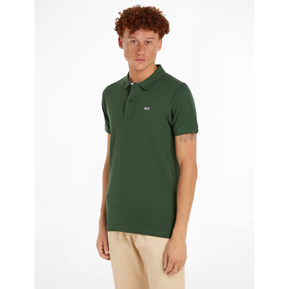 Embroidered Logo Polo Shirt in Cotton with Short Sleeves