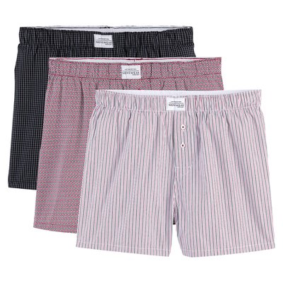 Pack of 3 Boxers in Organic Cotton Poplin LA REDOUTE COLLECTIONS