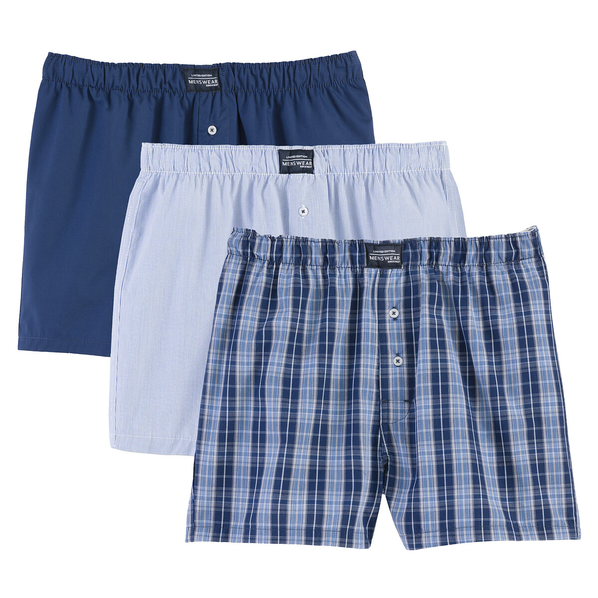 Pack of 3 Boxers in Organic Cotton Poplin