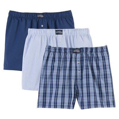 Pack of 3 Boxers in Organic Cotton Poplin LA REDOUTE COLLECTIONS