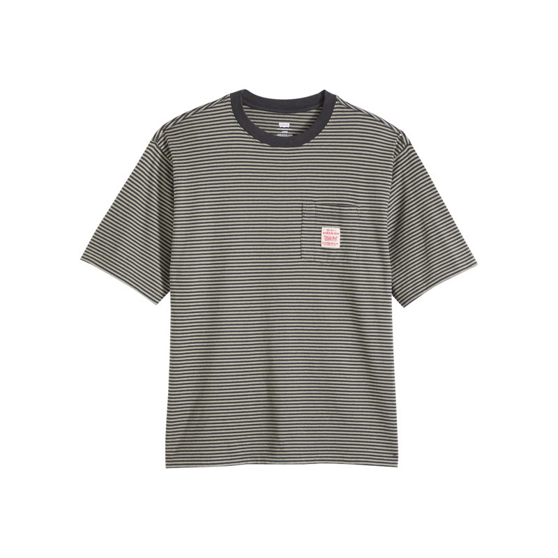 T-shirt en coton anthracite à coupe droite pourvu d'un motif à rayures, LEVI'S