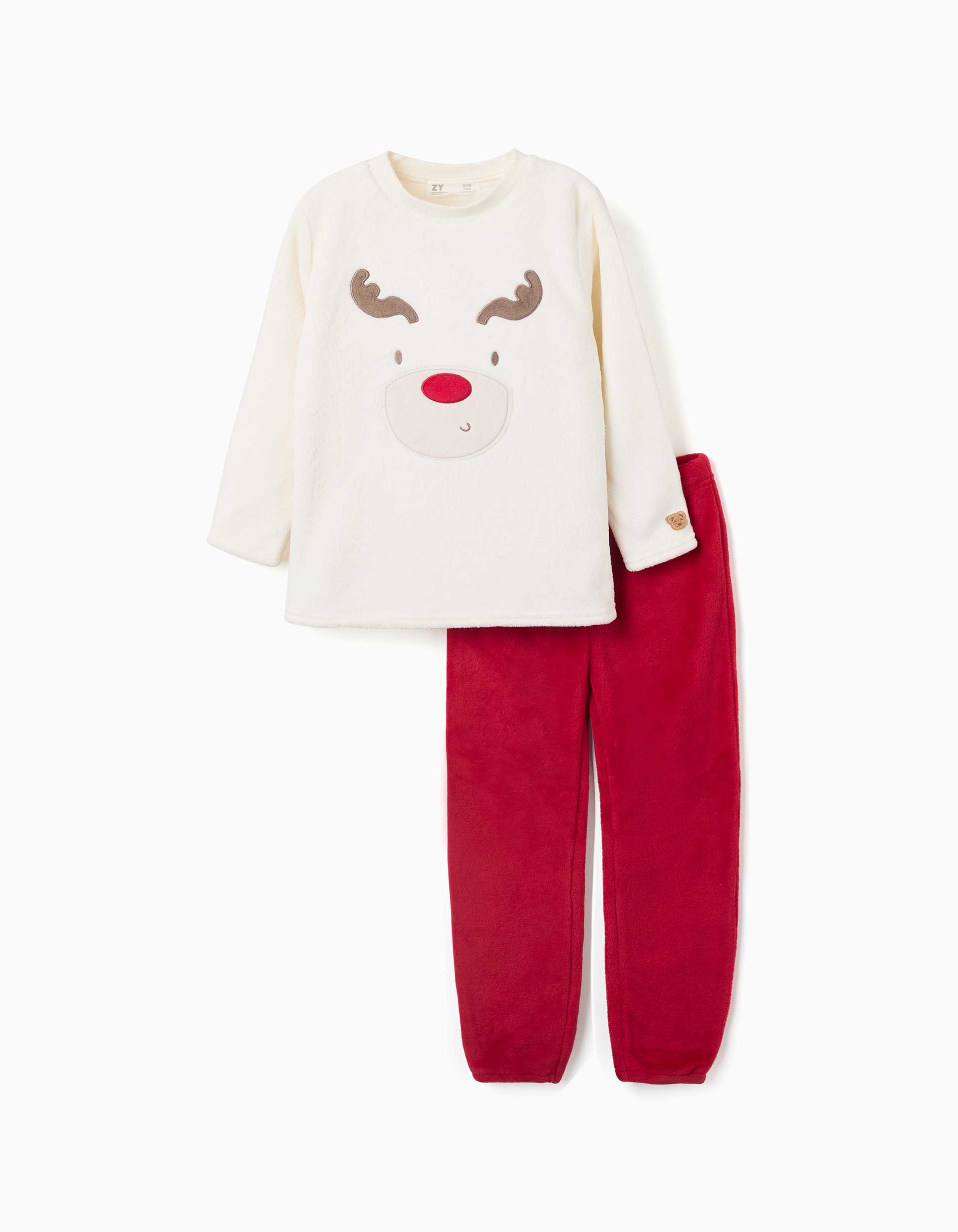 Pyjama en polaire corail avec renne brodé, ZIPPY