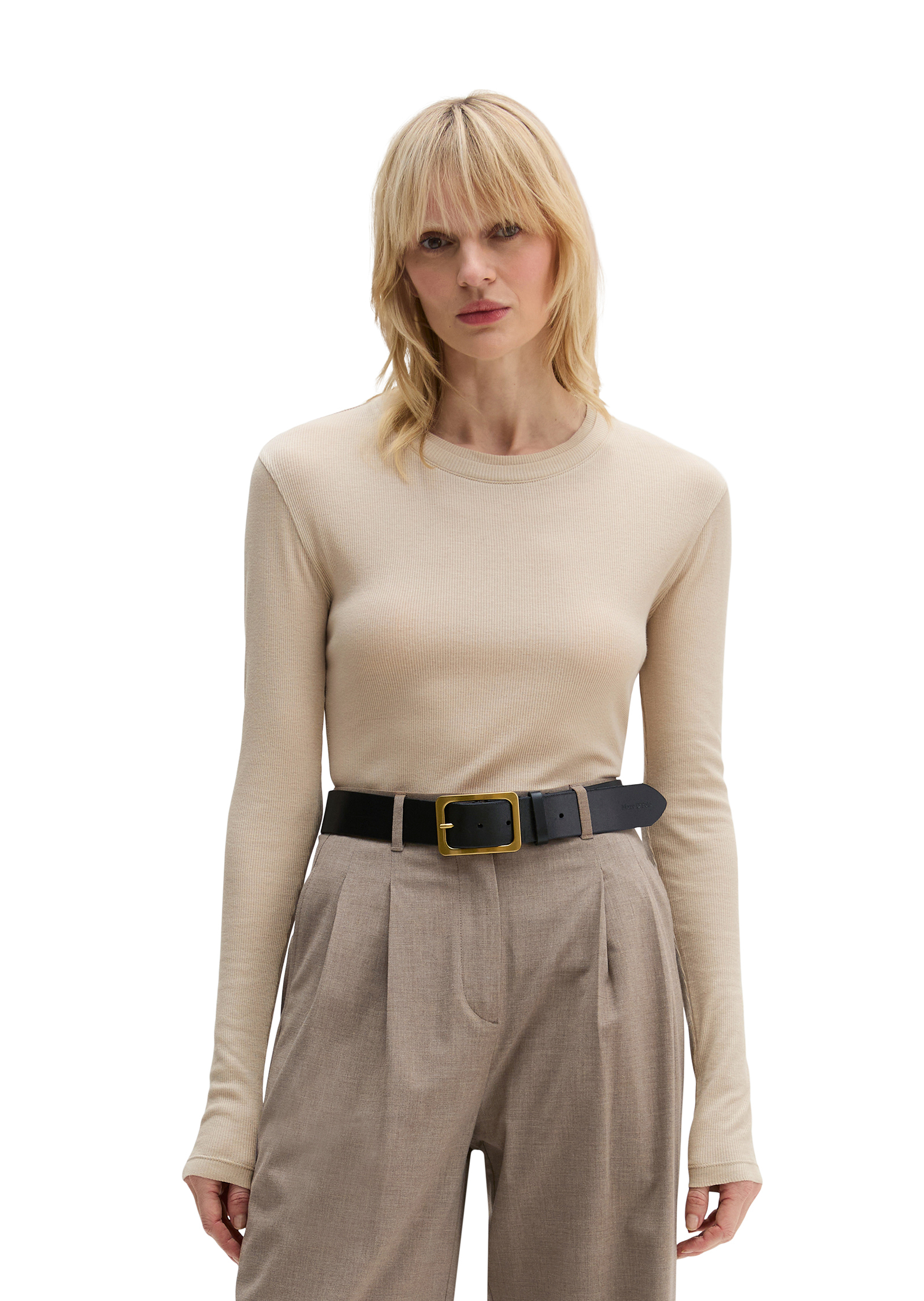 T-shirt long côtelé slim avec TENCEL™ Modal, MARC O'POLO