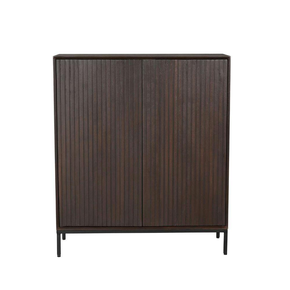 Petit buffet 2 portes en bois rainuré CORTINA, PIER IMPORT
