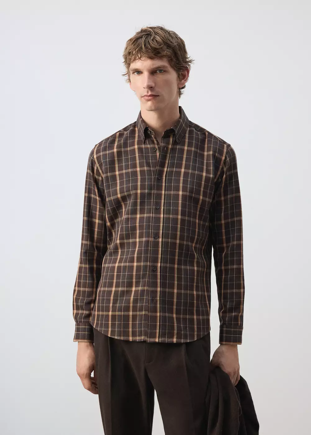 Chemise en flanelle à carreaux regular-fit, MANGO MAN