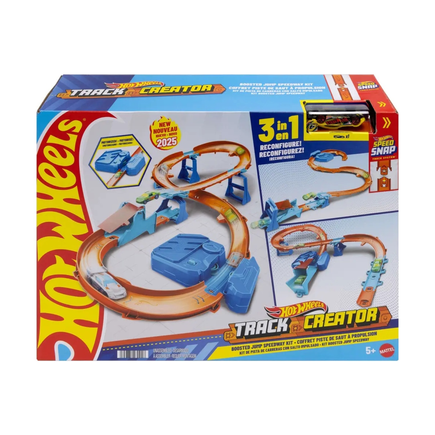 Hot Wheels Track Creator Kit accélérateur-saut-parcours rapide, MATTEL