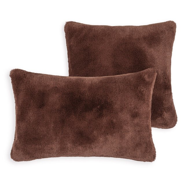 Colton Faux Fur Cushion Cover, brown, LA REDOUTE INTERIEURS