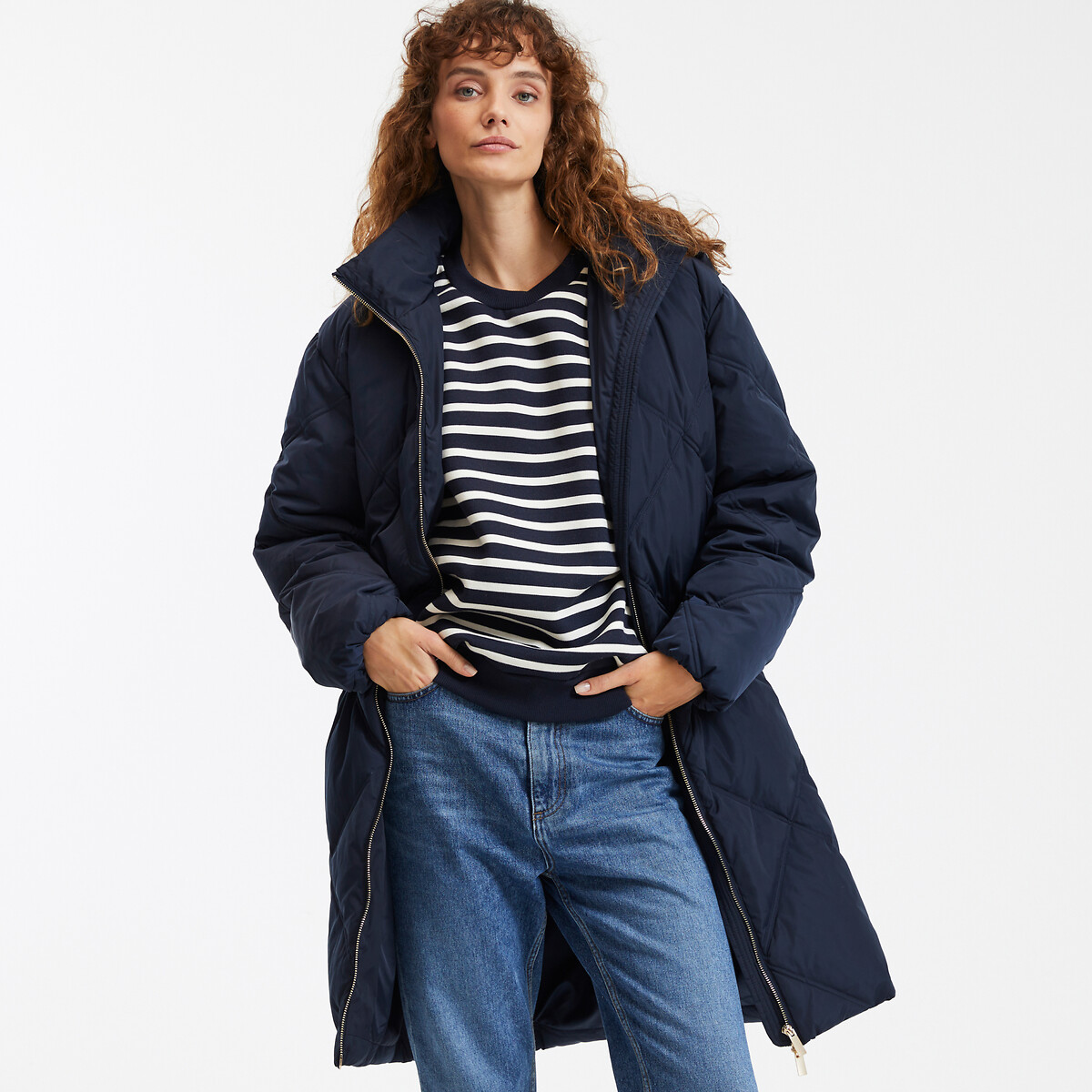 Mid-Length Padded Jacket with Removable Hood, LA REDOUTE COLLECTIONS