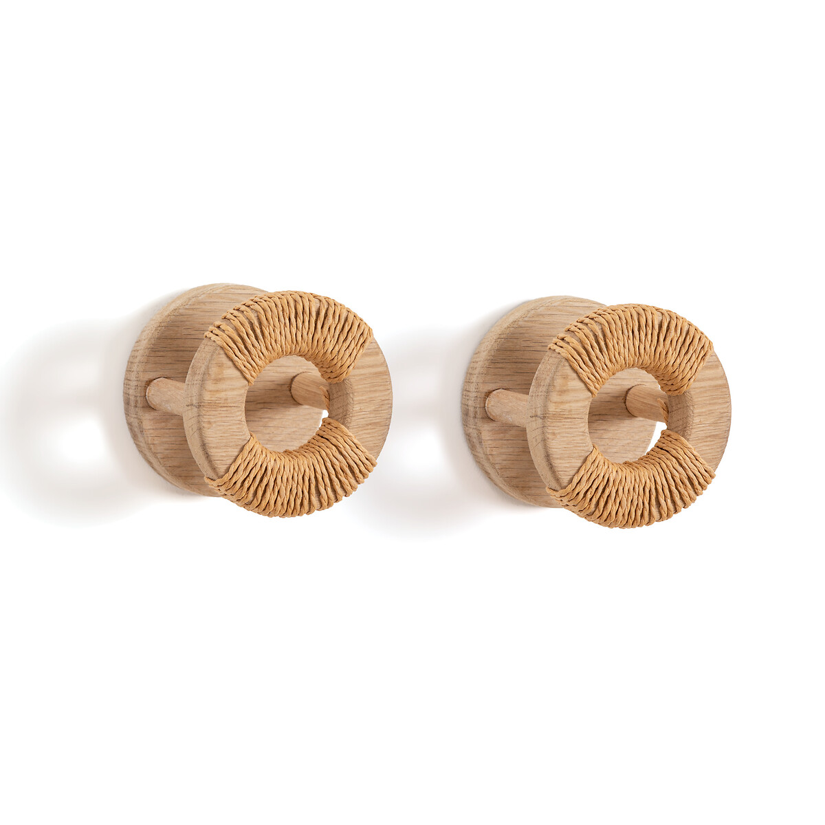 Product photograph of Set Of 2 Menorca Solid Oak Hooks from La Redoute UK.