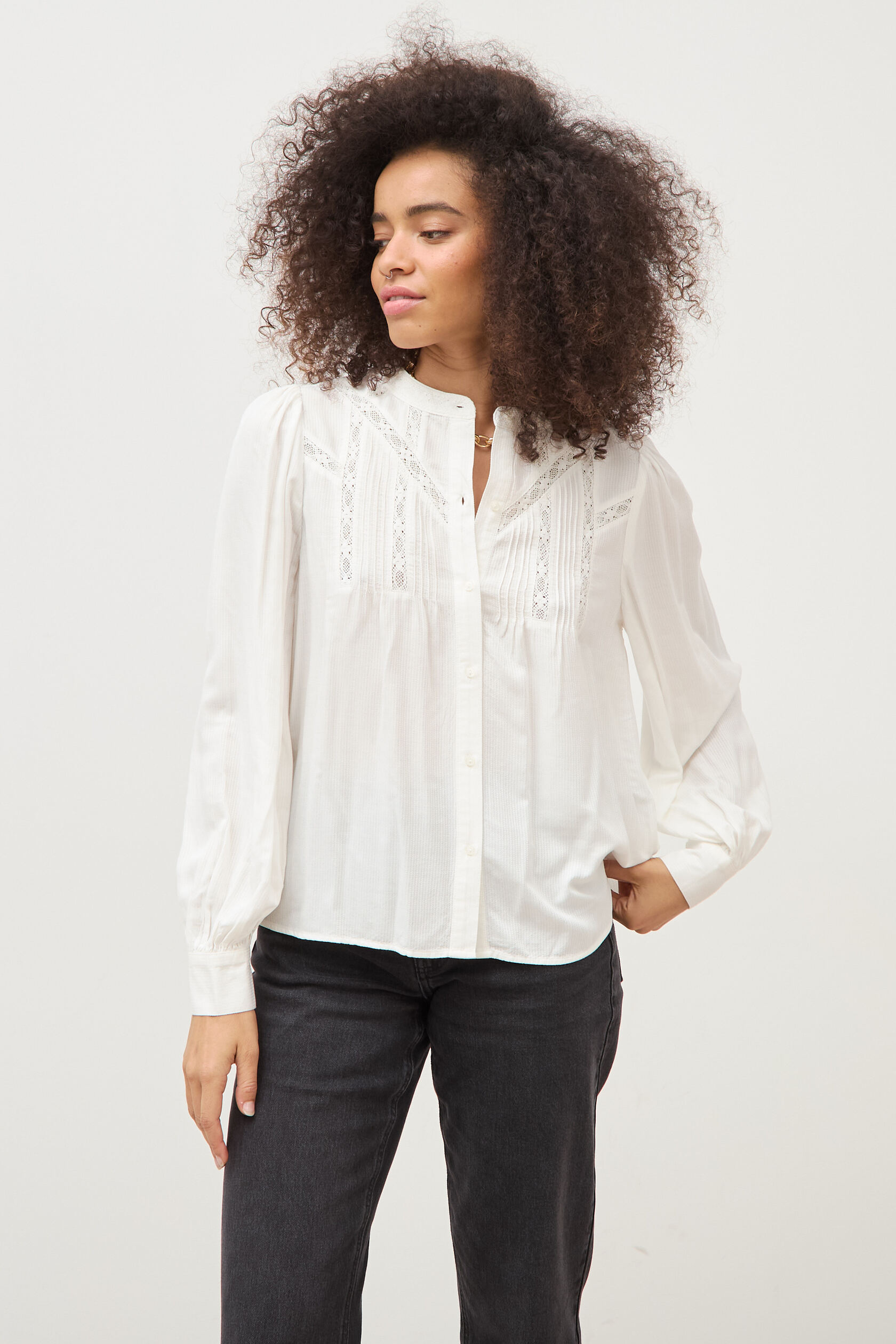 Blouse ajourée col rond manches longues, BONOBO