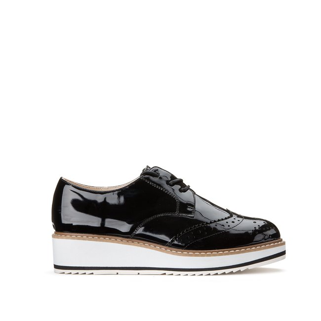 Patent wedge brogues, black, La Redoute Collections | La Redoute