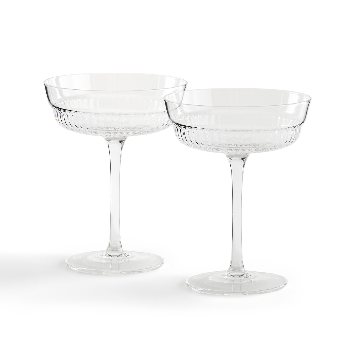 Set of 2 Rigato Textured Champagne Coupes