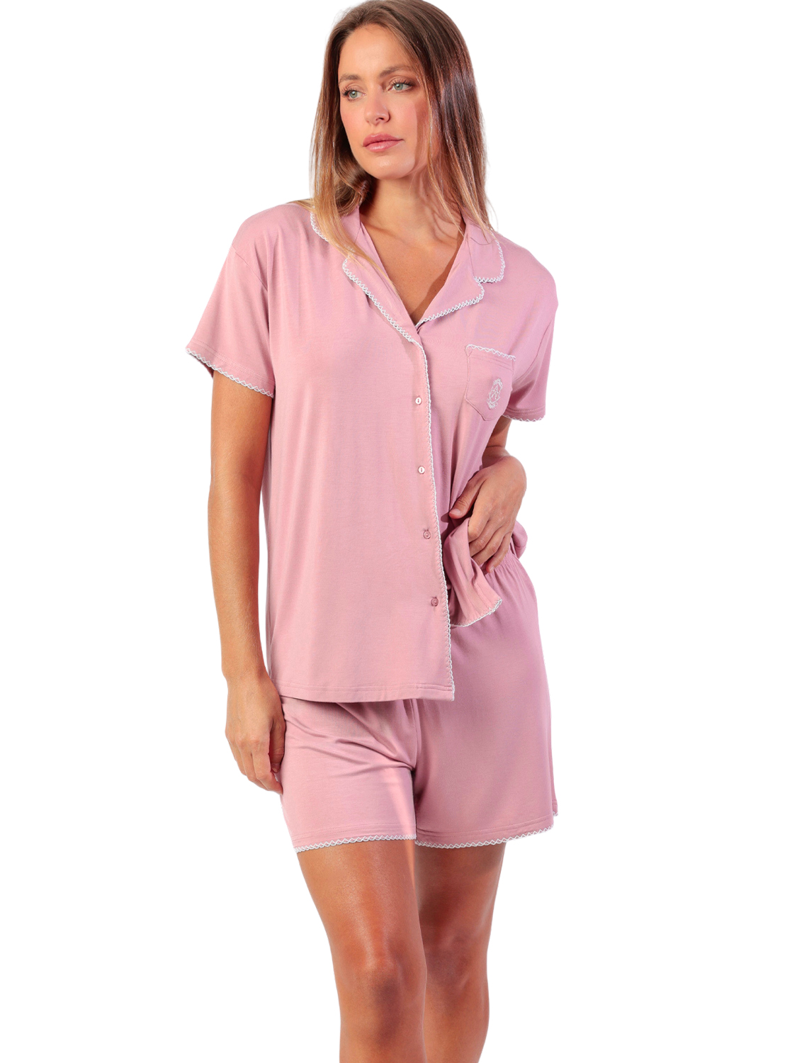 Pyjama short chemise manches courtes Classic Summer, ADMAS