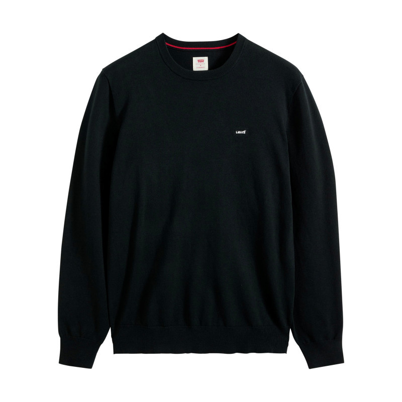 Pull en coton mélangé noir à coupe ajustée pourvu d'un col rond, LEVI'S