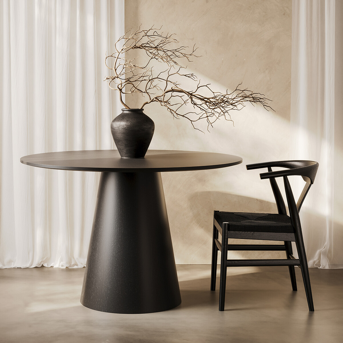 Carlina Round Wood Dining Table with Flared Pedestal Base (Seats 4), ÉDITÉ