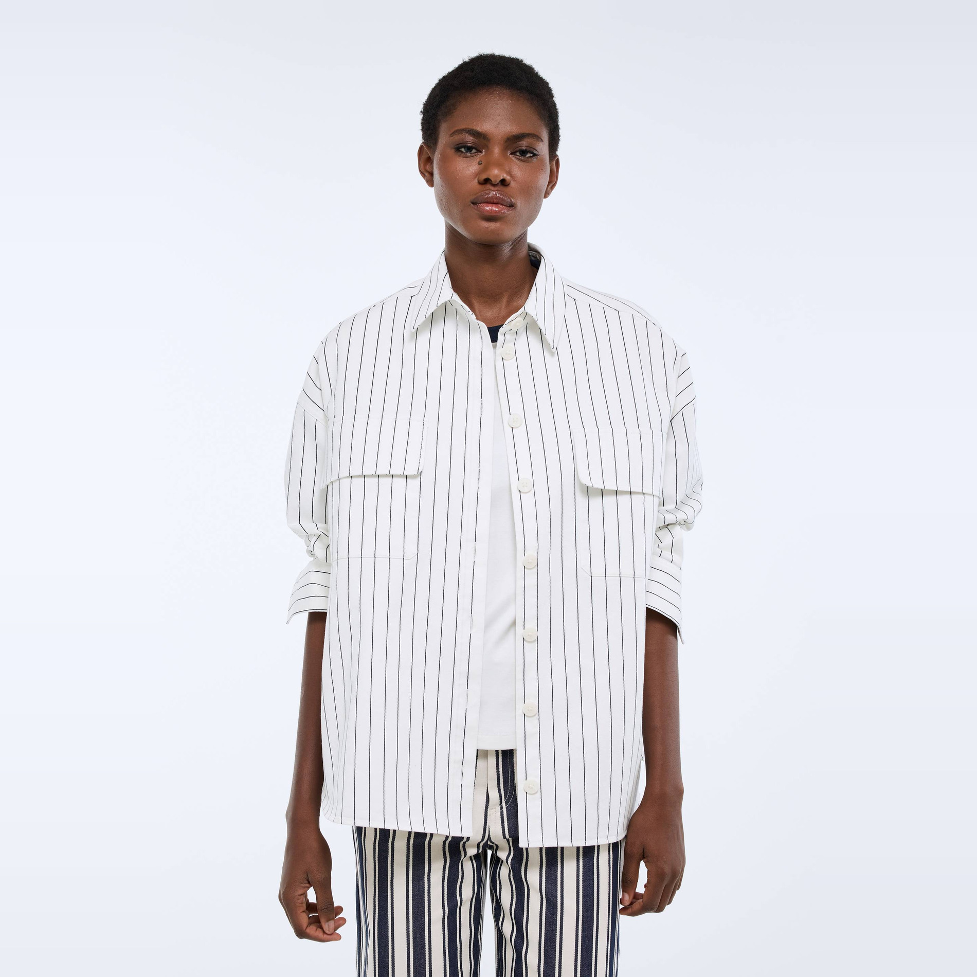 Chemise oversize rayée en coton BIO GOTS, MONOPRIX