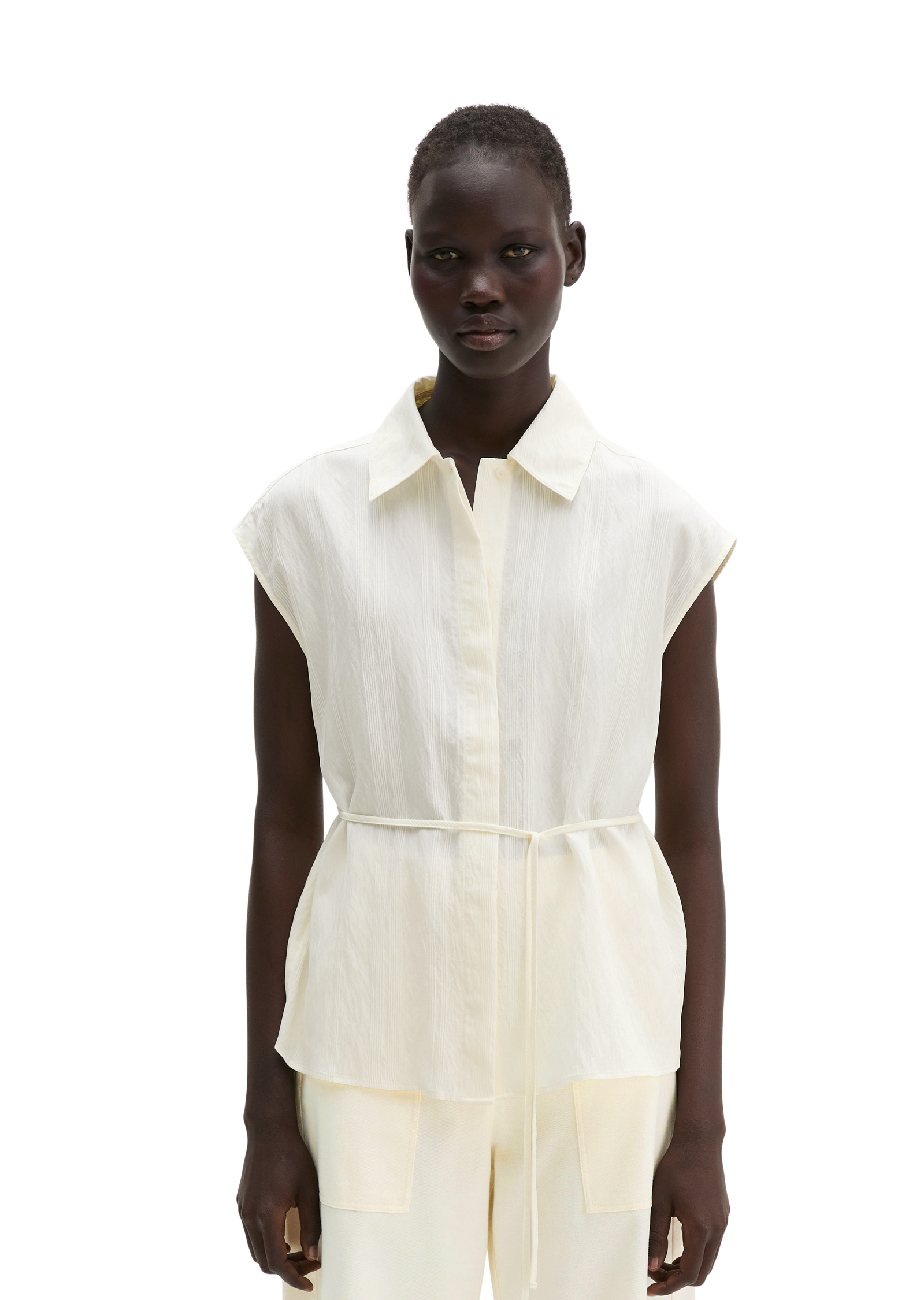 Blouse crinkle sans manches regular en LENZING™ ECOVERO™, MARC O'POLO