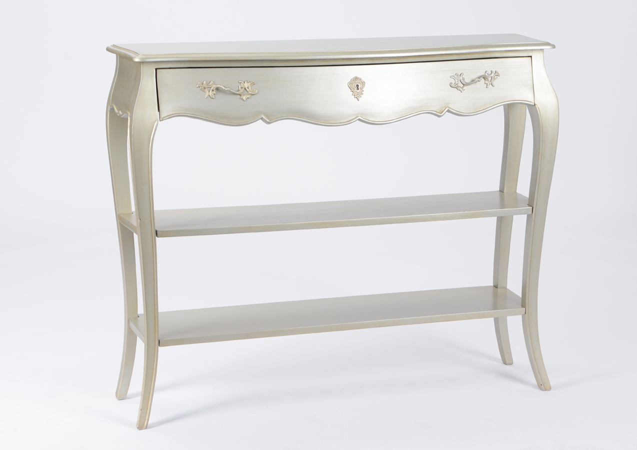 Console 1 tiroir 2 niveaux argentée L114 cm Murano, AMADEUS