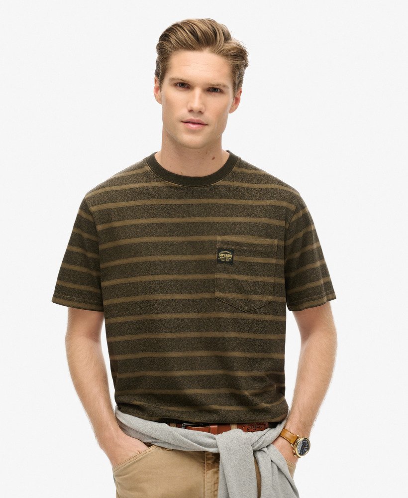 T-shirt texturé à poche et rayures, SUPERDRY