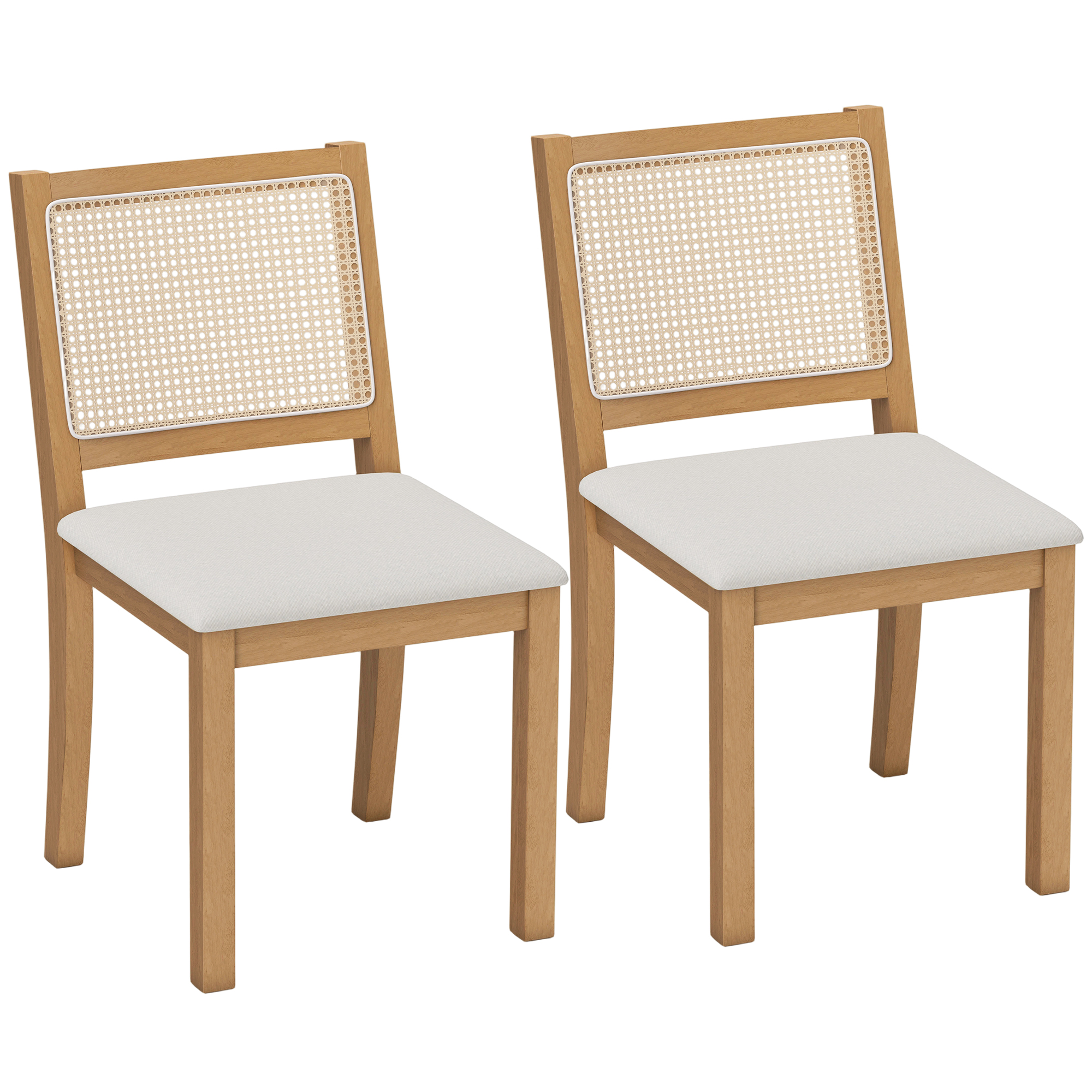 Chaise de salle à manger Bois d'hévéa Crème, HOMCOM