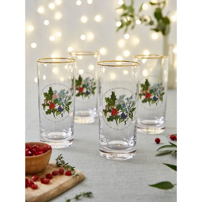 The Holly and the Ivy Set of 4 Hiball Glasses PORTMEIRION