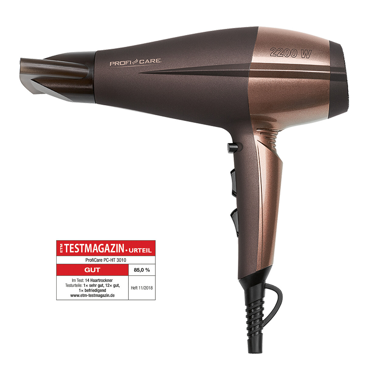 Secador de cabelo profissional 2200 W, preto, da 