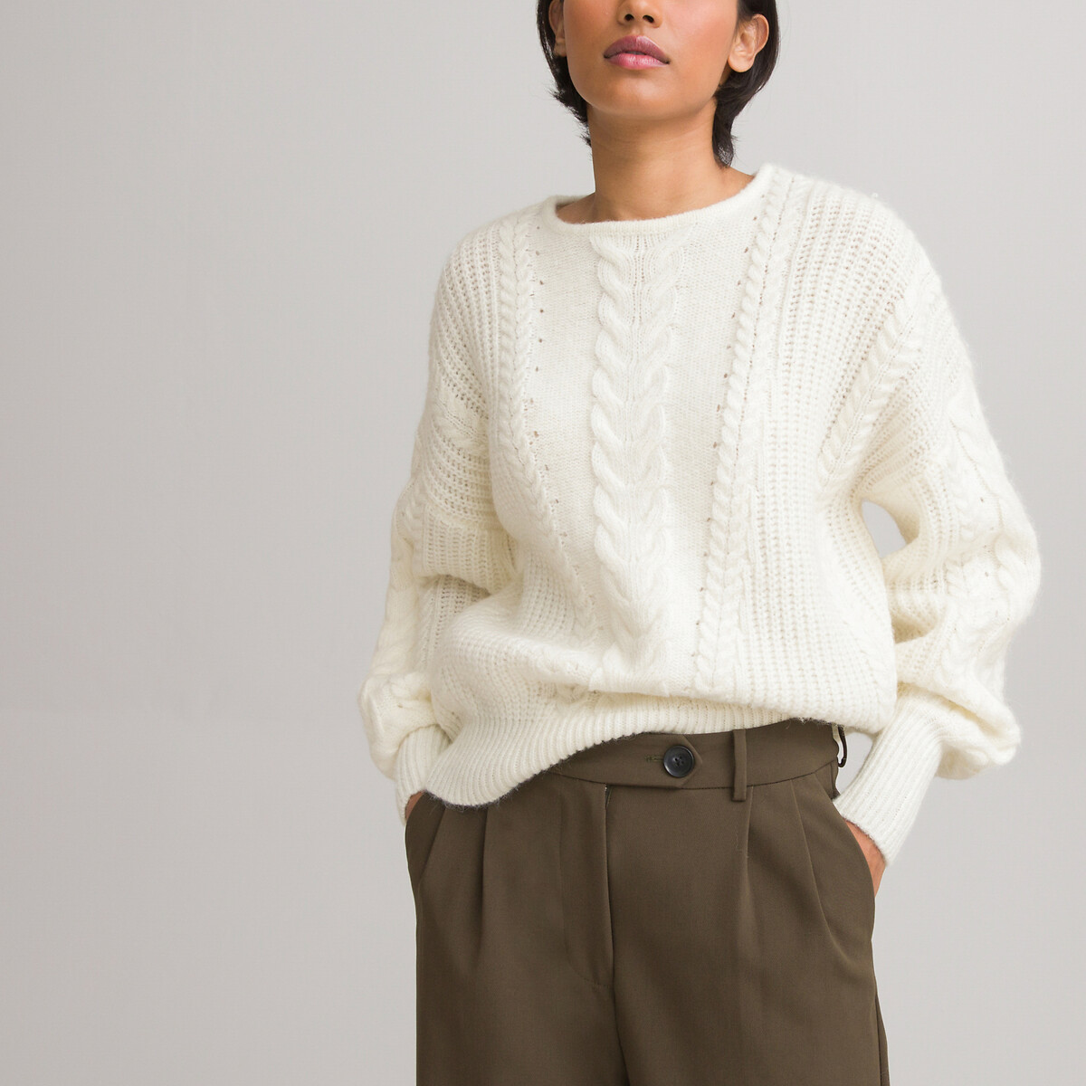 beige chunky knit jumper