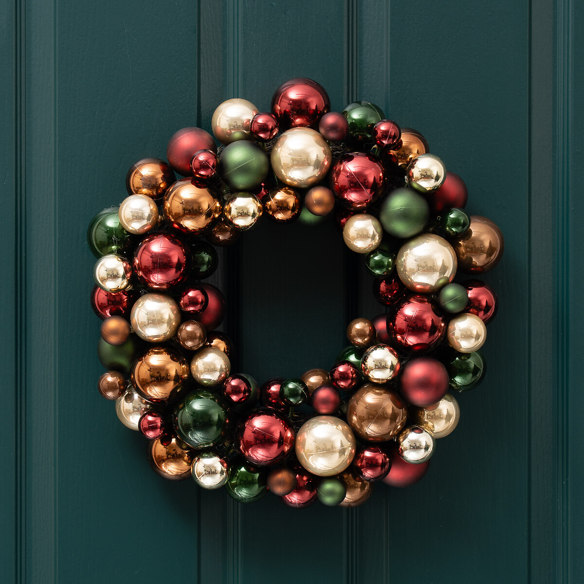 41cm Bauble Wreath in Green/Bronze, SO'HOME