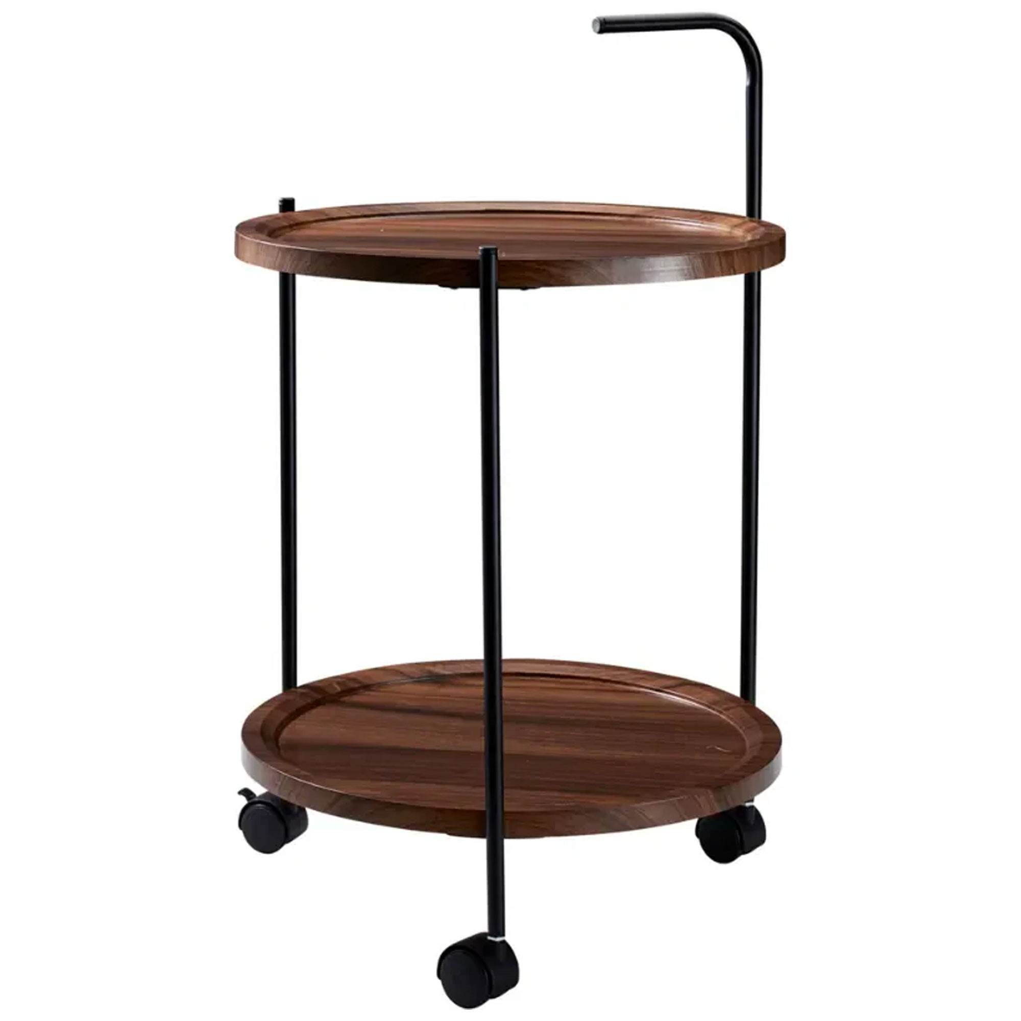 Table d'appoint bout de canapé en métal noir et bois sur roulettes 40x40x67cm, WADIGA