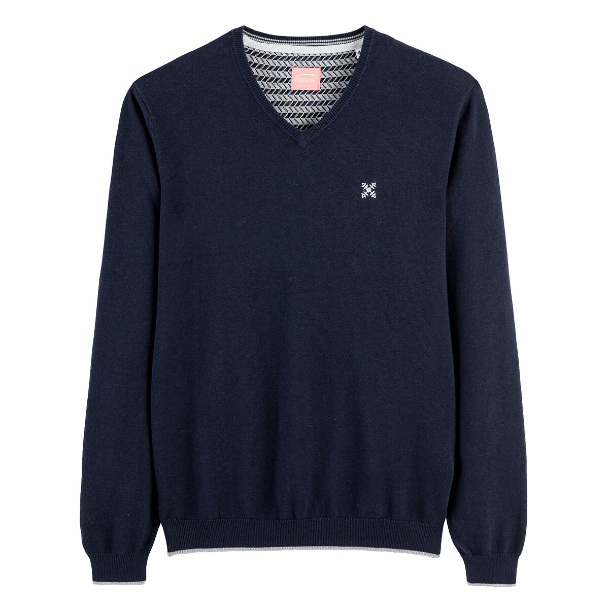 Cotton essential jumper with v-neck, navy blue, Oxbow | La Redoute