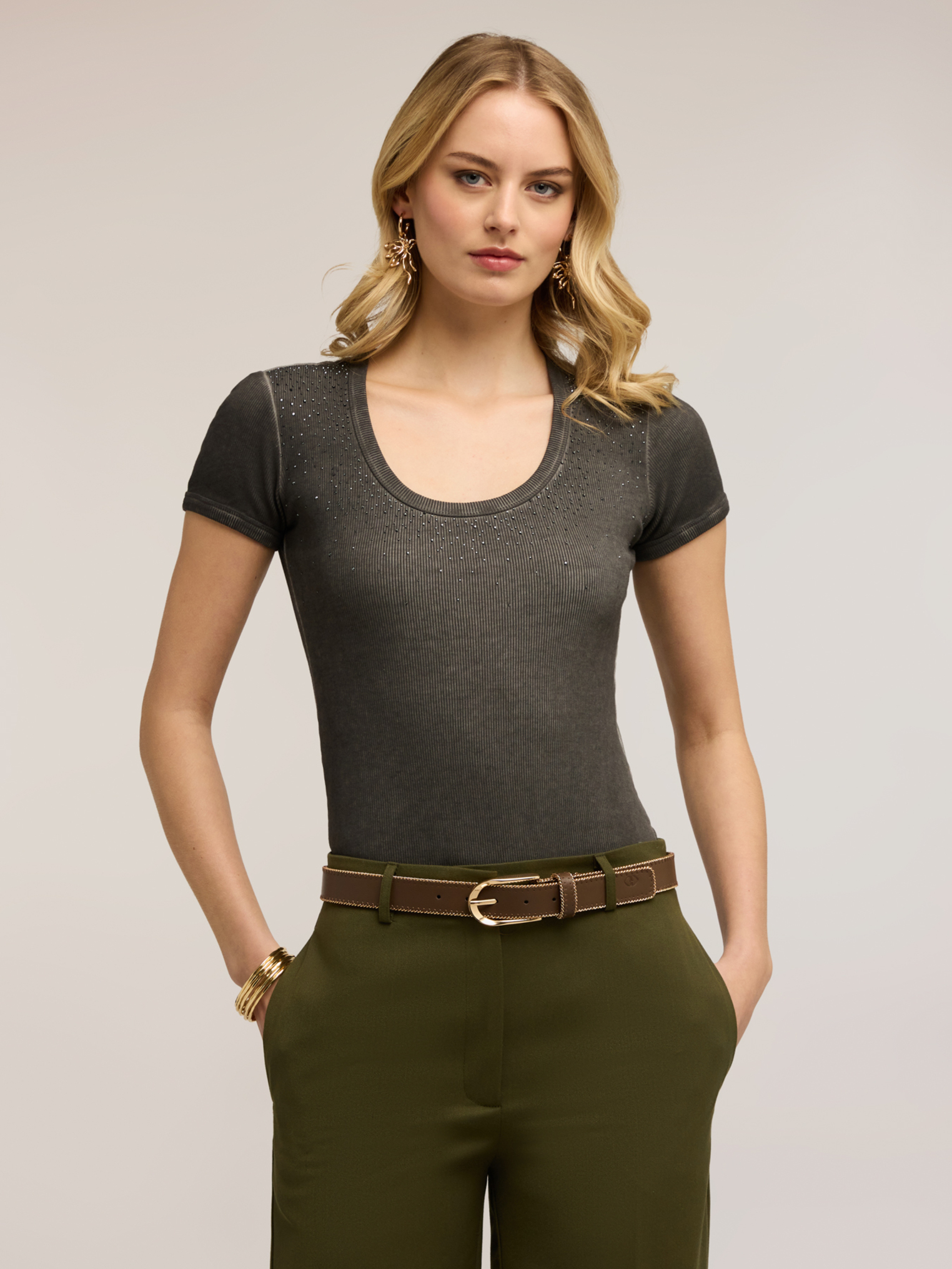 T-shirt avec applications de strass, MOTIVI