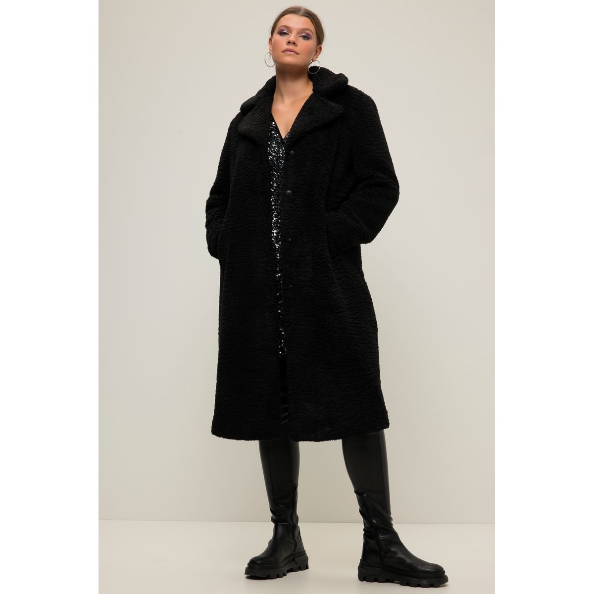 Manteau effet peluche discount noir