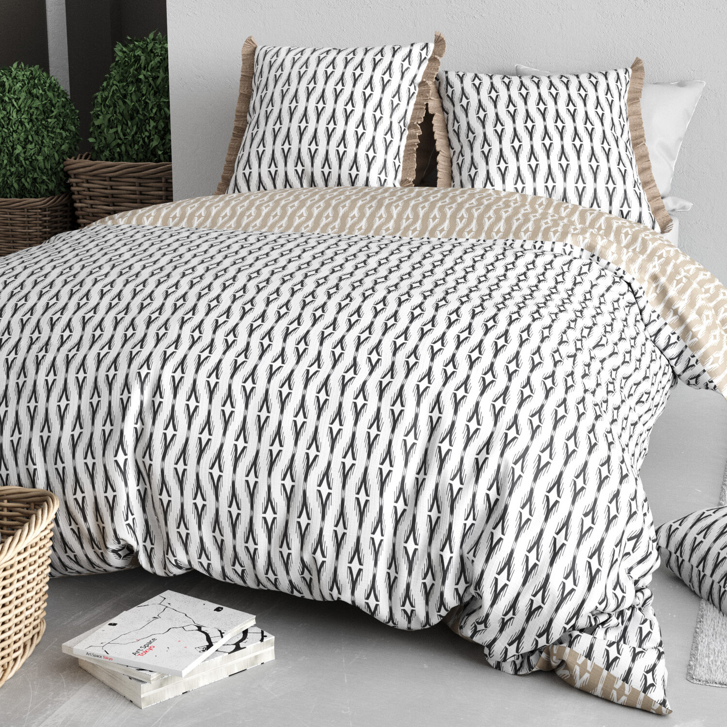 Parure housse de couette en coton imprimée, Nils, C DESIGN HOME TEXTILE