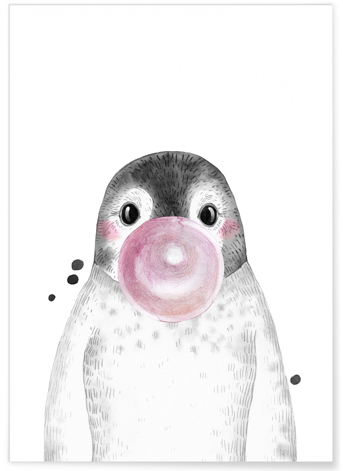 Affiche 'Bulle de Pingouin Rose', L'AFFICHERIE
