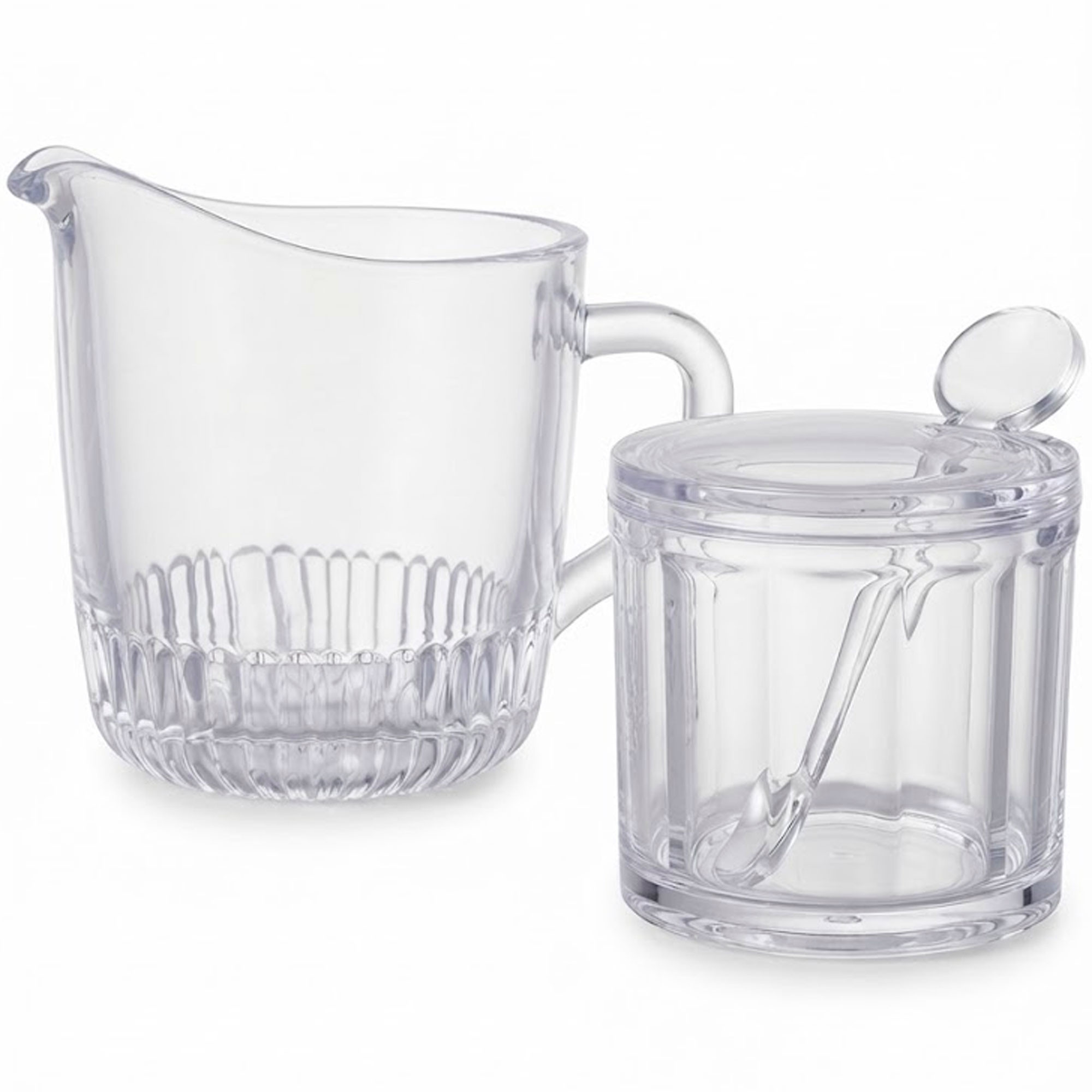 Sucrier + pot à Lait en verre borosilicate strié transparent, WADIGA