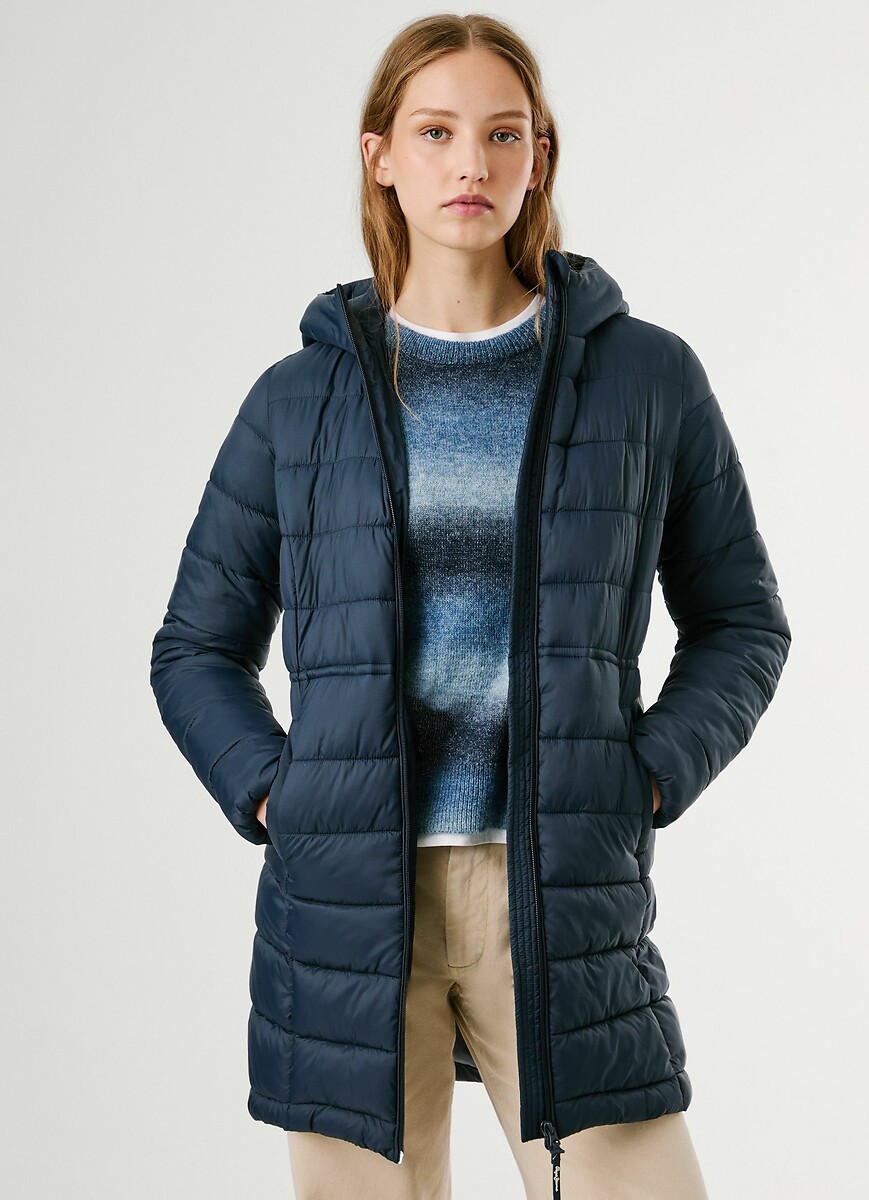 Sally Mid-Length Padded Jacket with Hood, PEPE JEANS