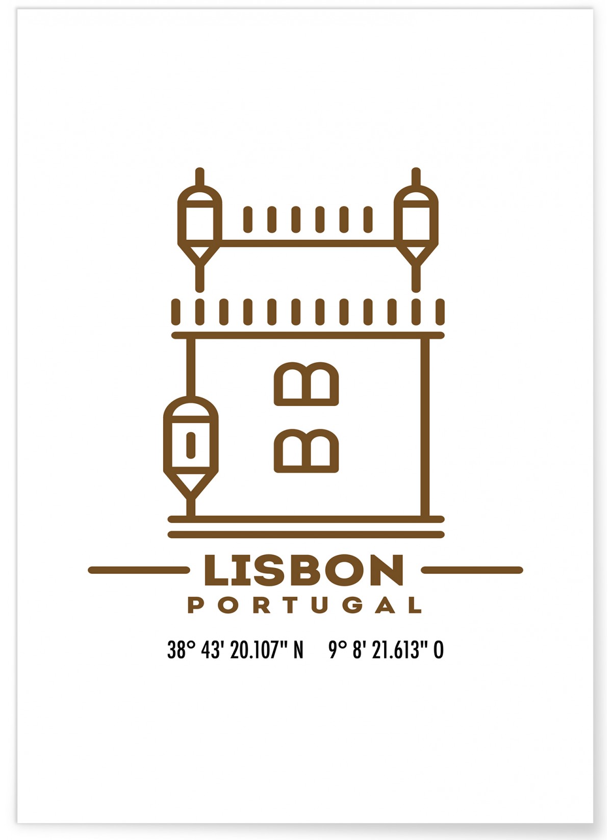 Poster Coordonnées Lisbonne, L'AFFICHERIE