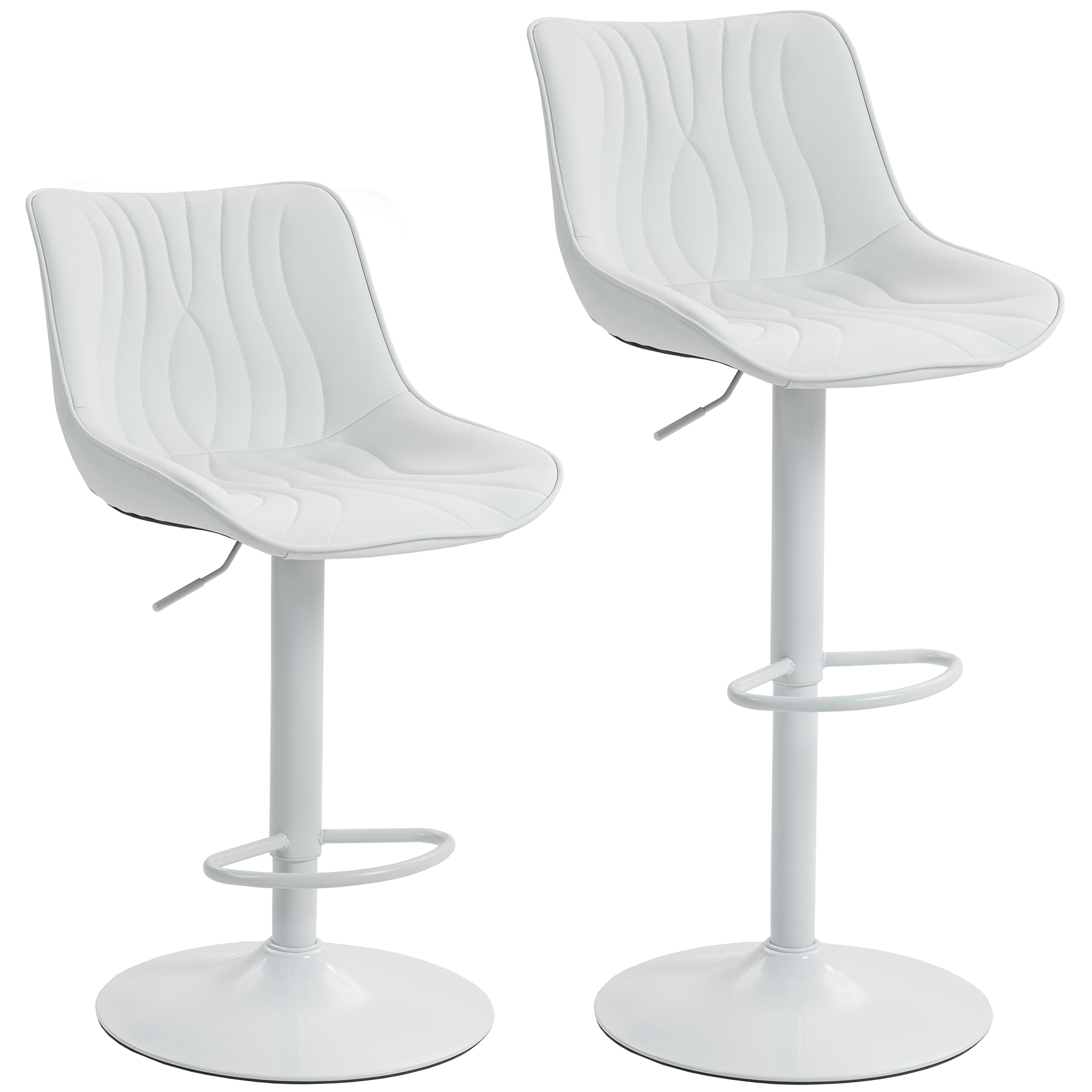 Tabouret de bar Polyuréthane Blanc, HOMCOM