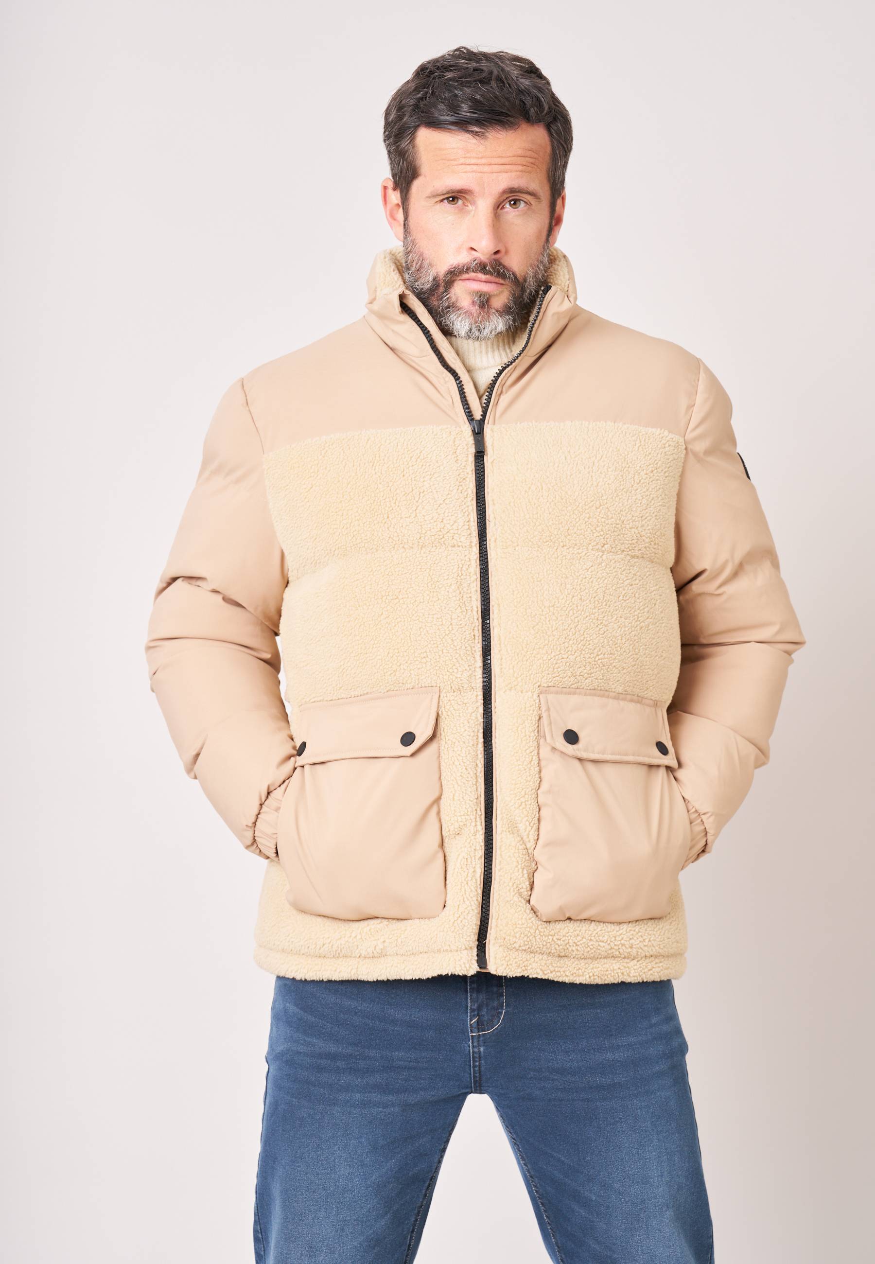 Doudoune regular homme bi-matière sherpa CAMBRI, DEELUXE