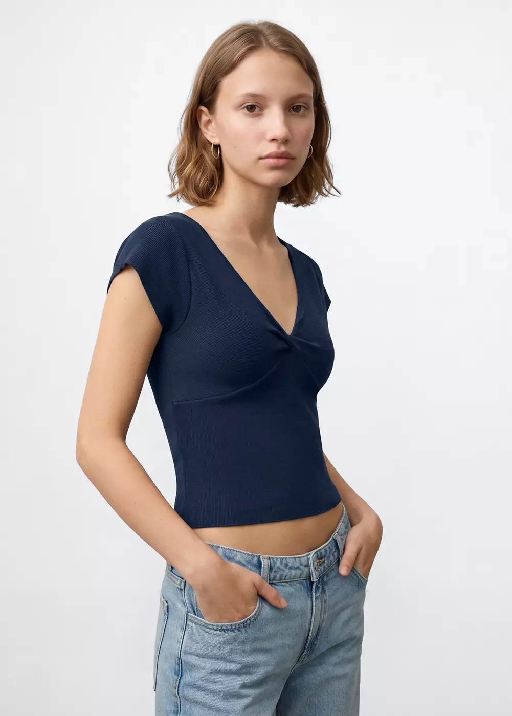 Top maille col V, MANGO TEEN