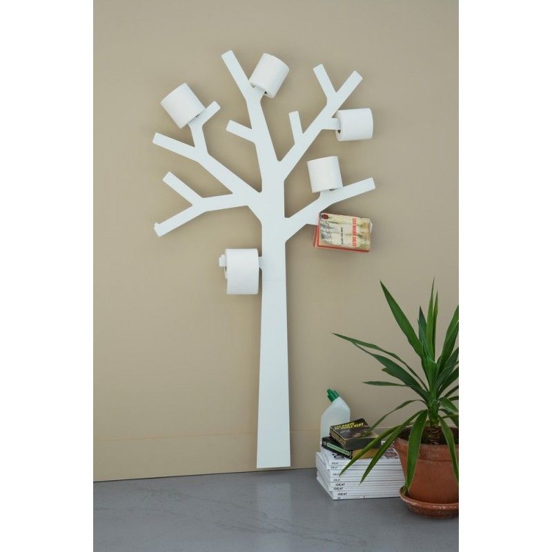 Rangement stock rouleaux papier toilette en bambou - 14.5x14.5x36cm