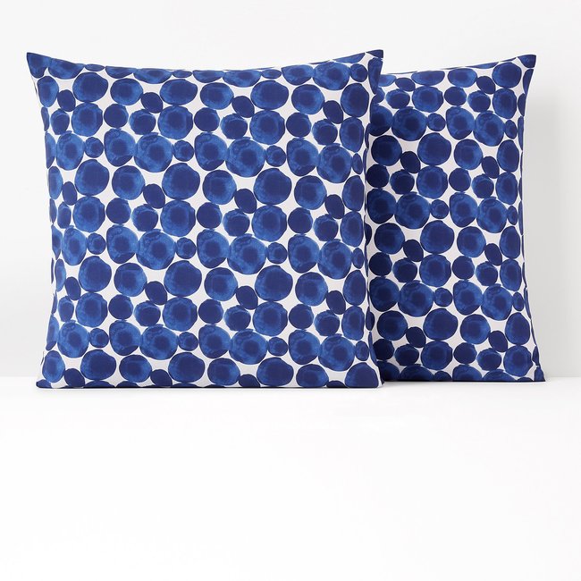 Glenans Spotted 100% Cotton Pillowcase, blue/white, LA REDOUTE INTERIEURS